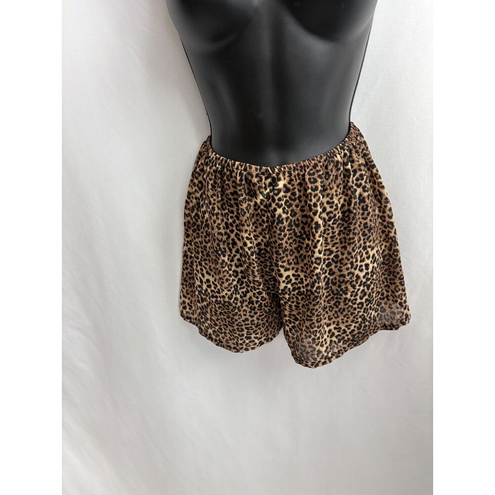 Leopard Lounge Shorts Size S Pajama Bottoms Flowy 80s 90s Retro Animal Print
